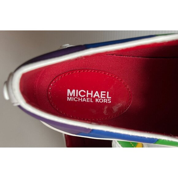 Michael Kors Rainbow Striped Leather Slip-On Sneakers, Size 6.5 (US) - Picture 11 of 11